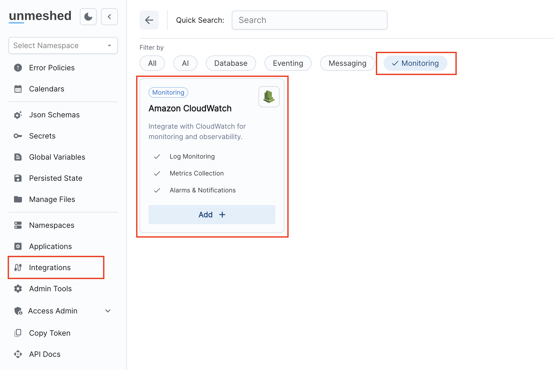 CloudWatch Integration Interface
