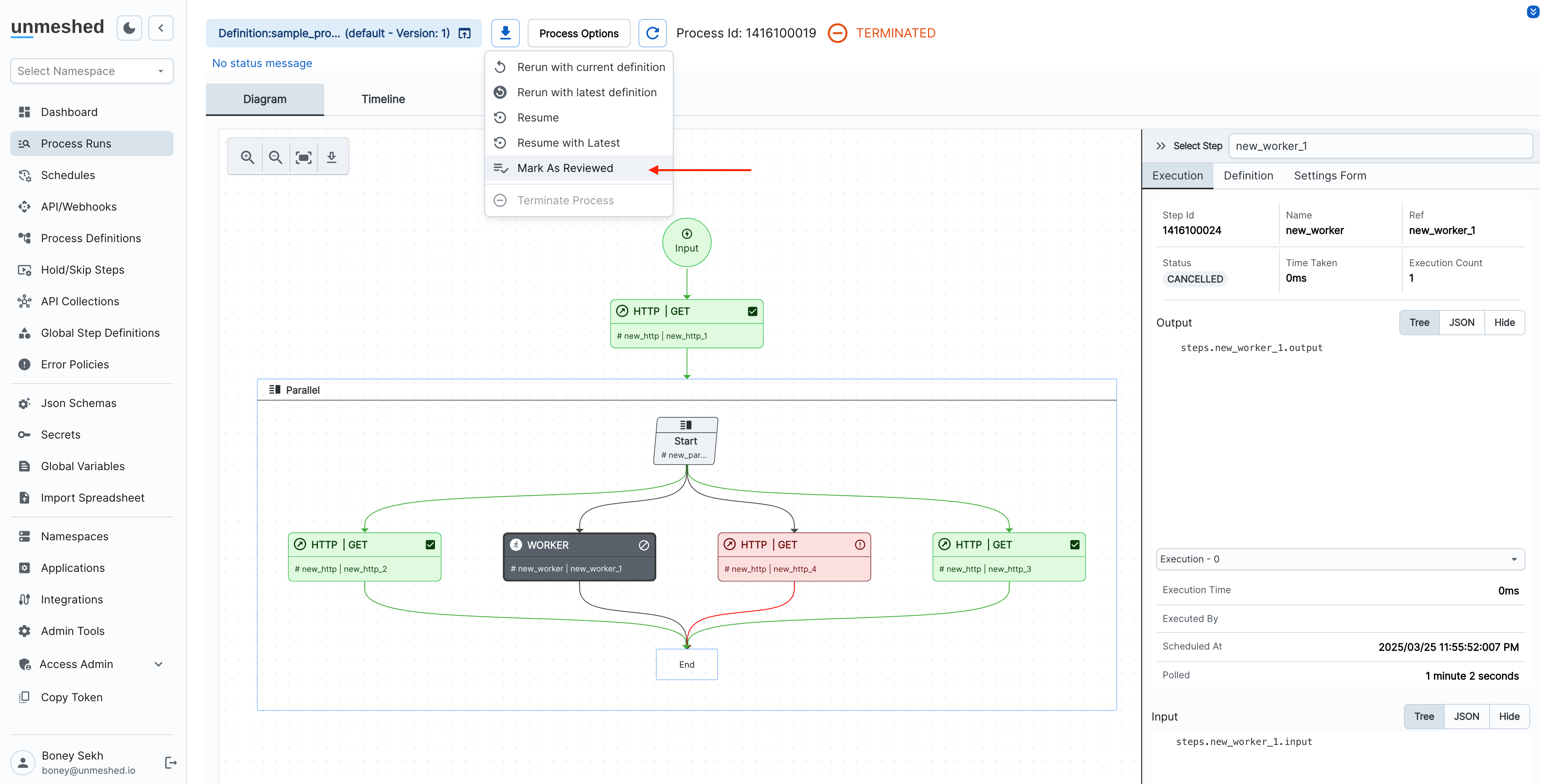 Marking Process as Reviewed
